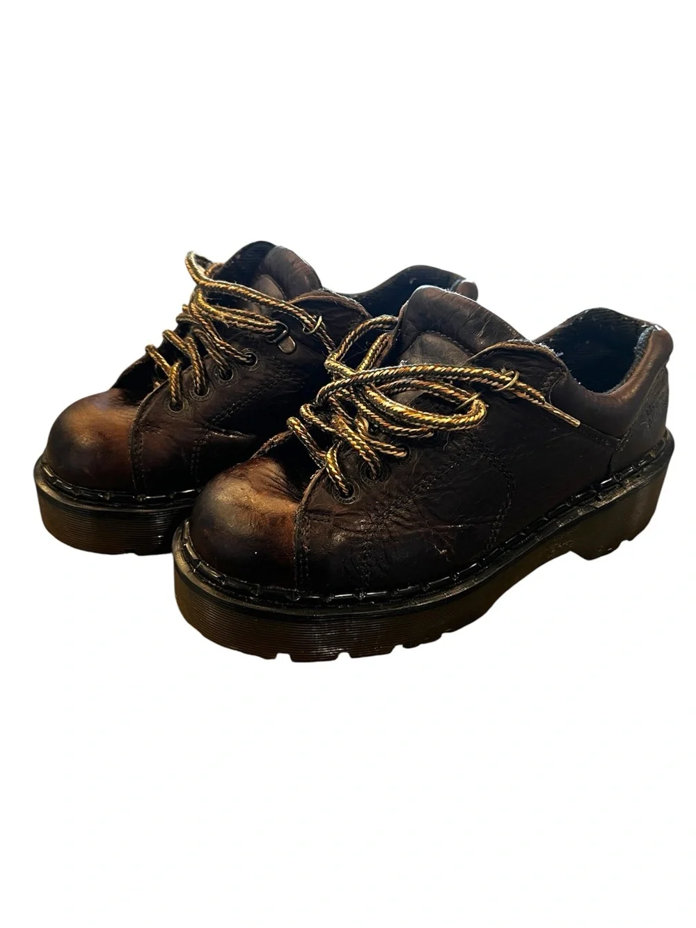 Dr. Martens Men’s Dark Brown Leather Lace-Up Platform Shoes